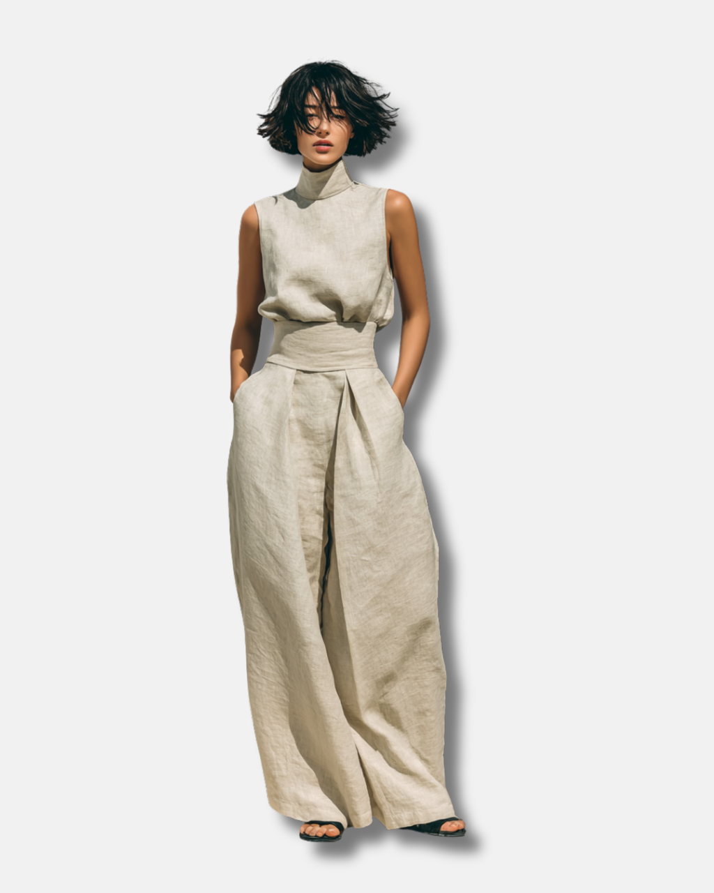 Ariel | Conjunto de blusa de algodón y lino