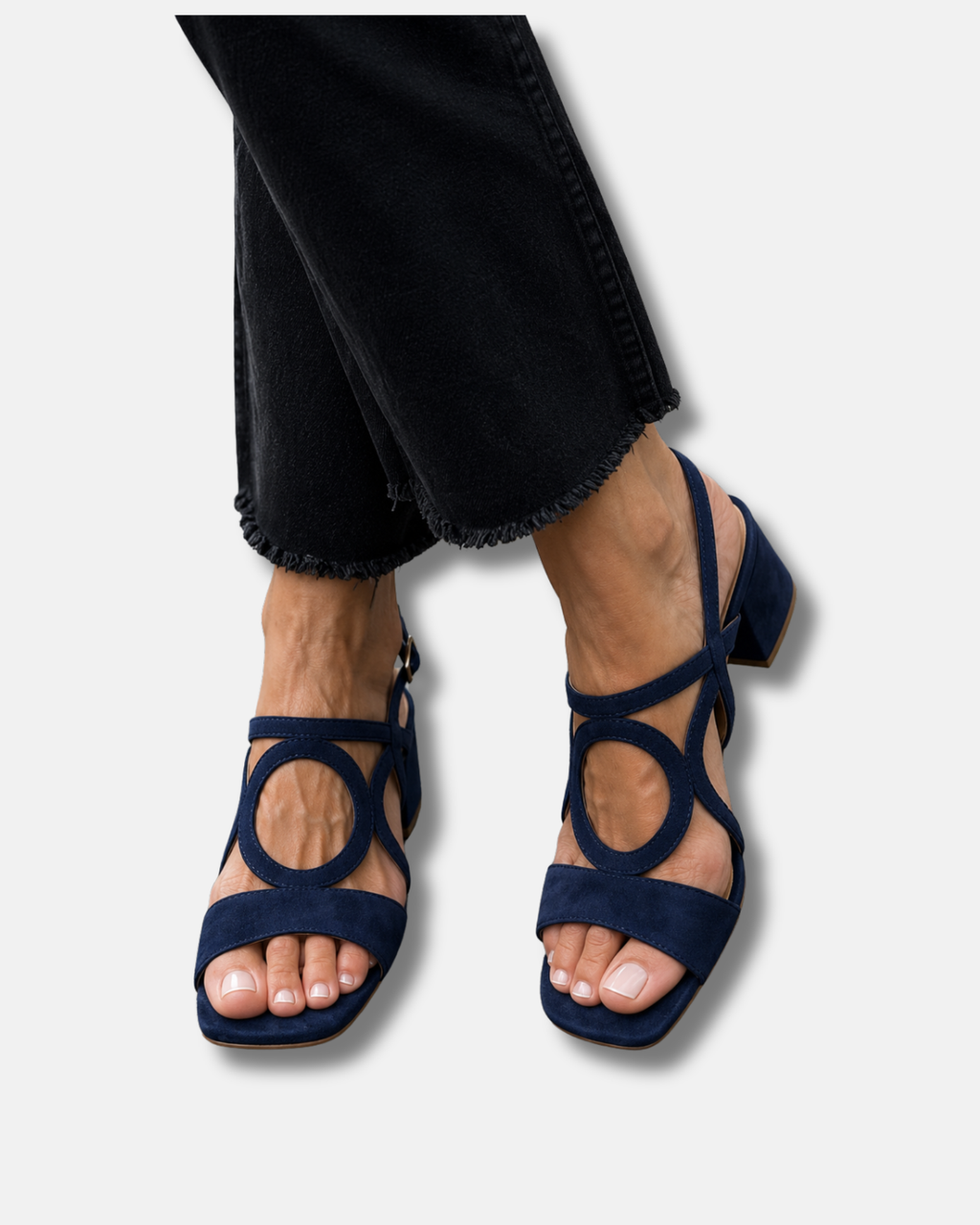 Sandalias con punta cuadrada y escote redondo