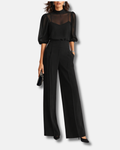 Valentina | Conjunto de tres piezas en negro, top y pantalones de pierna ancha