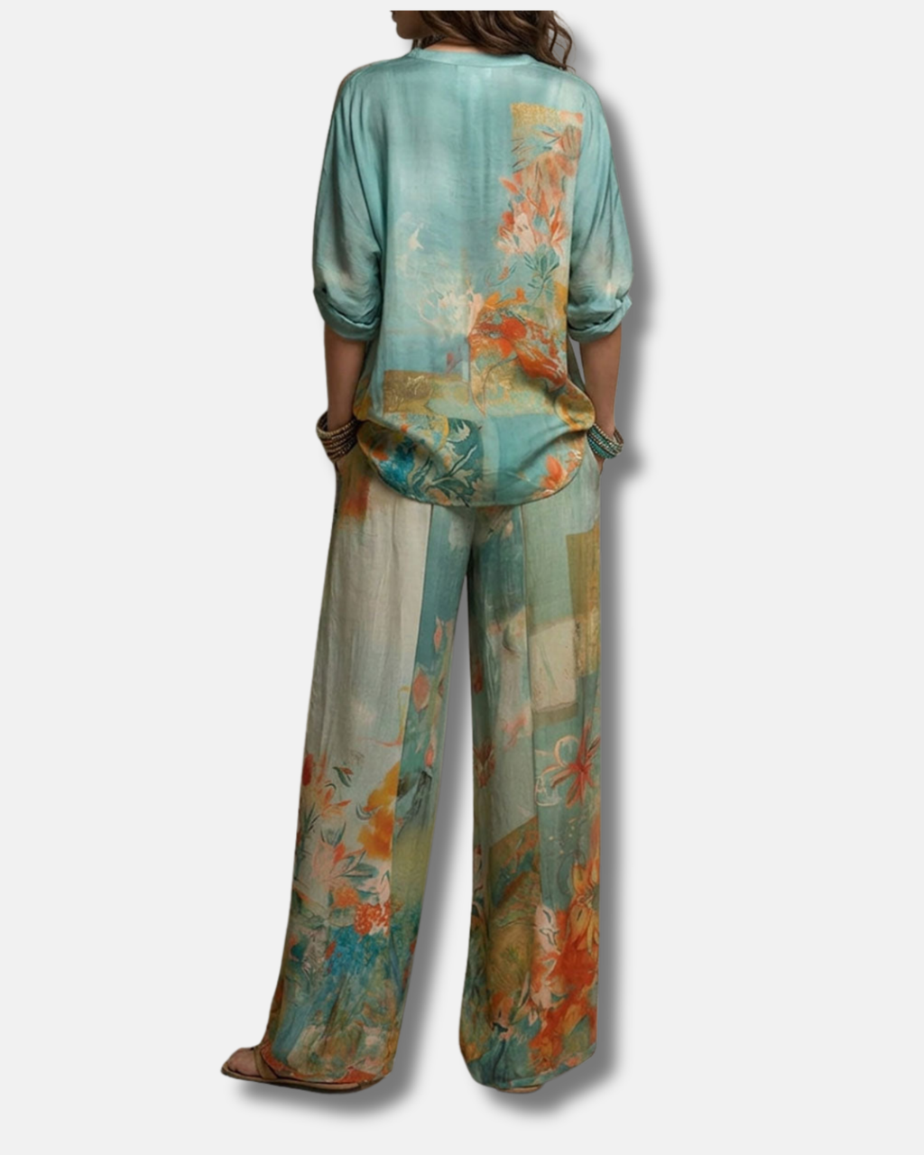 Chiara | Elegante conjunto con estampado floral y pantalones anchos