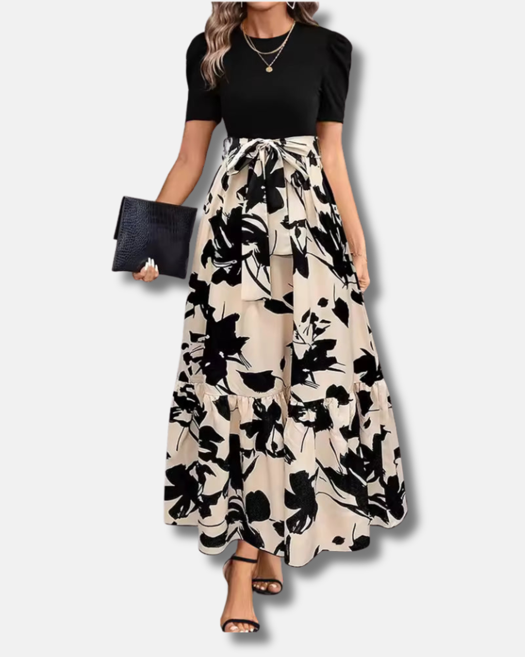 Ainhoa | Elegante vestido con flores y volantes