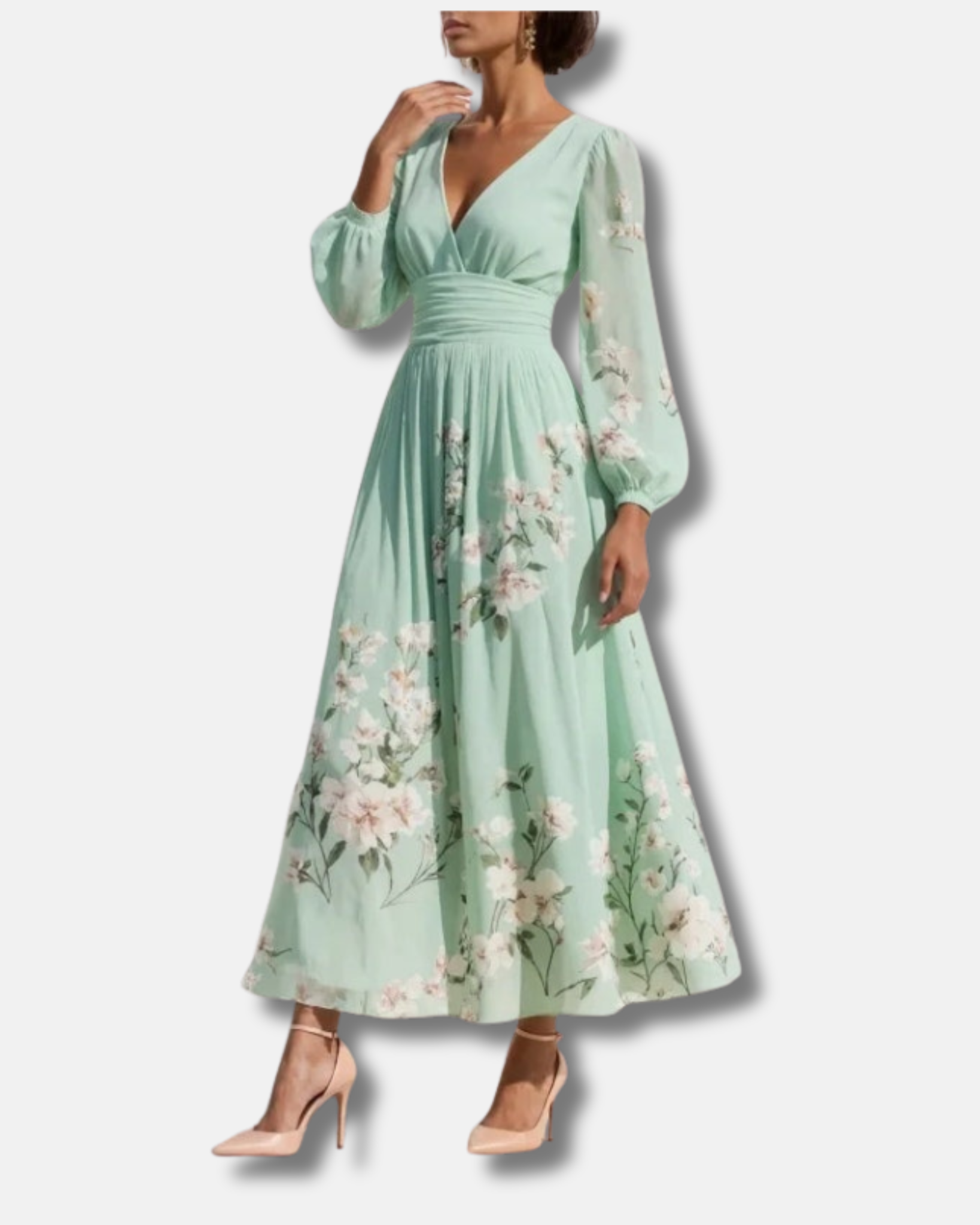 Aurora | Vestido midi verde claro