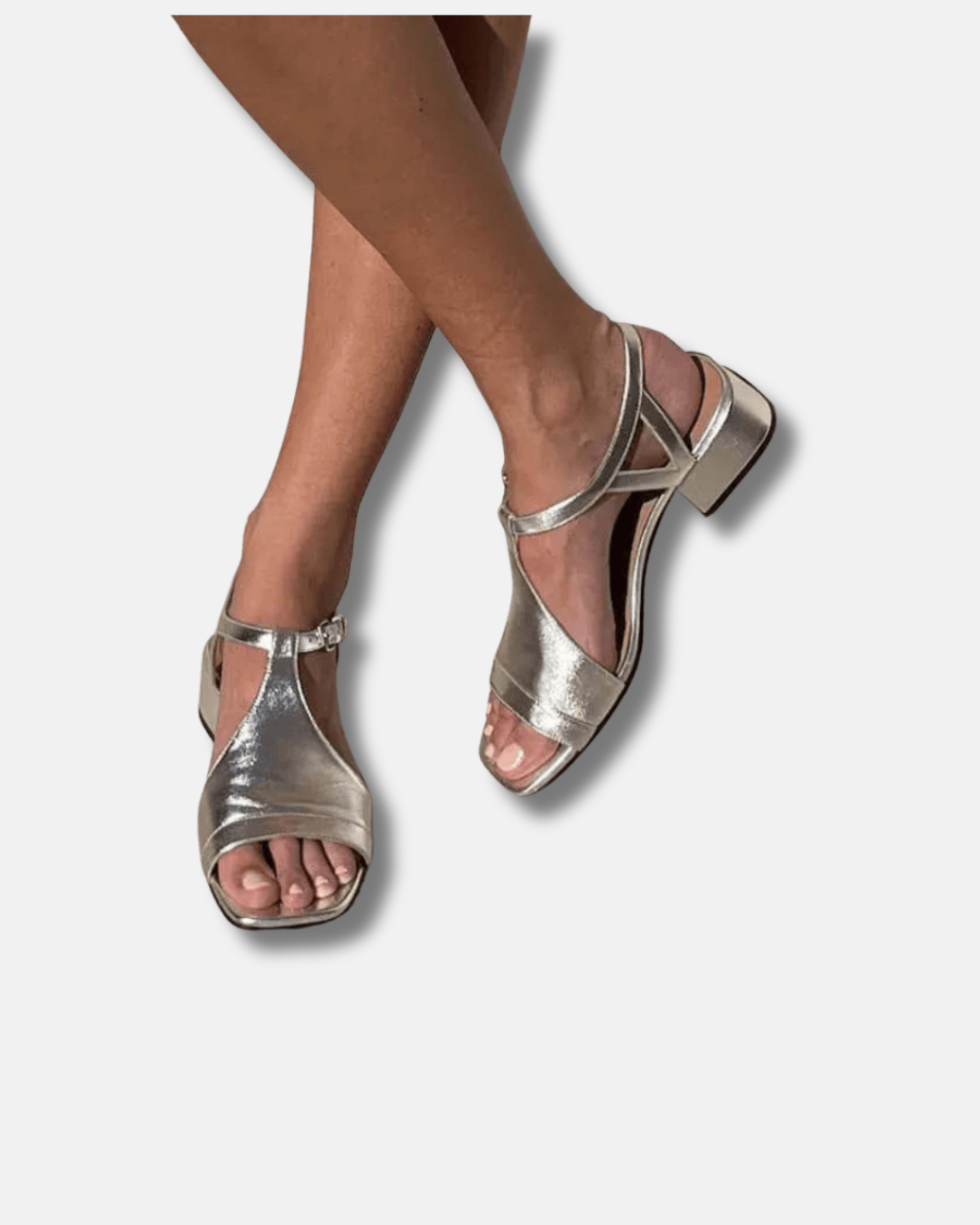 Sandalias cruzadas de tacón bajo y bloque