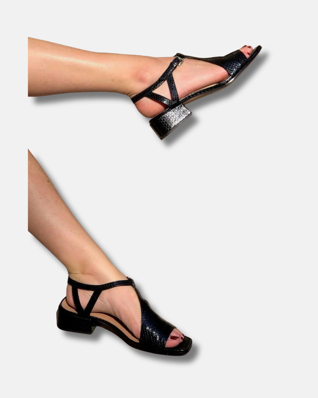 Sandalias cruzadas de tacón bajo y ancho