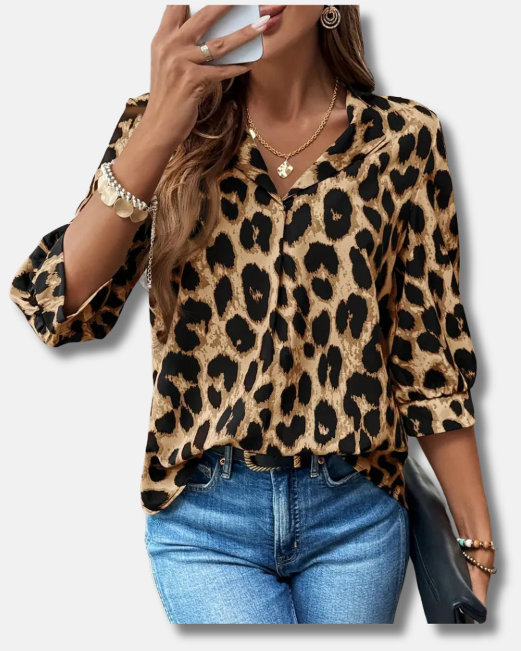 Raquel | Blusa con estampado de leopopardo