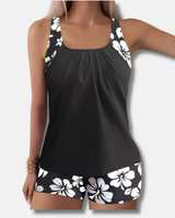 Negro con flores blancas