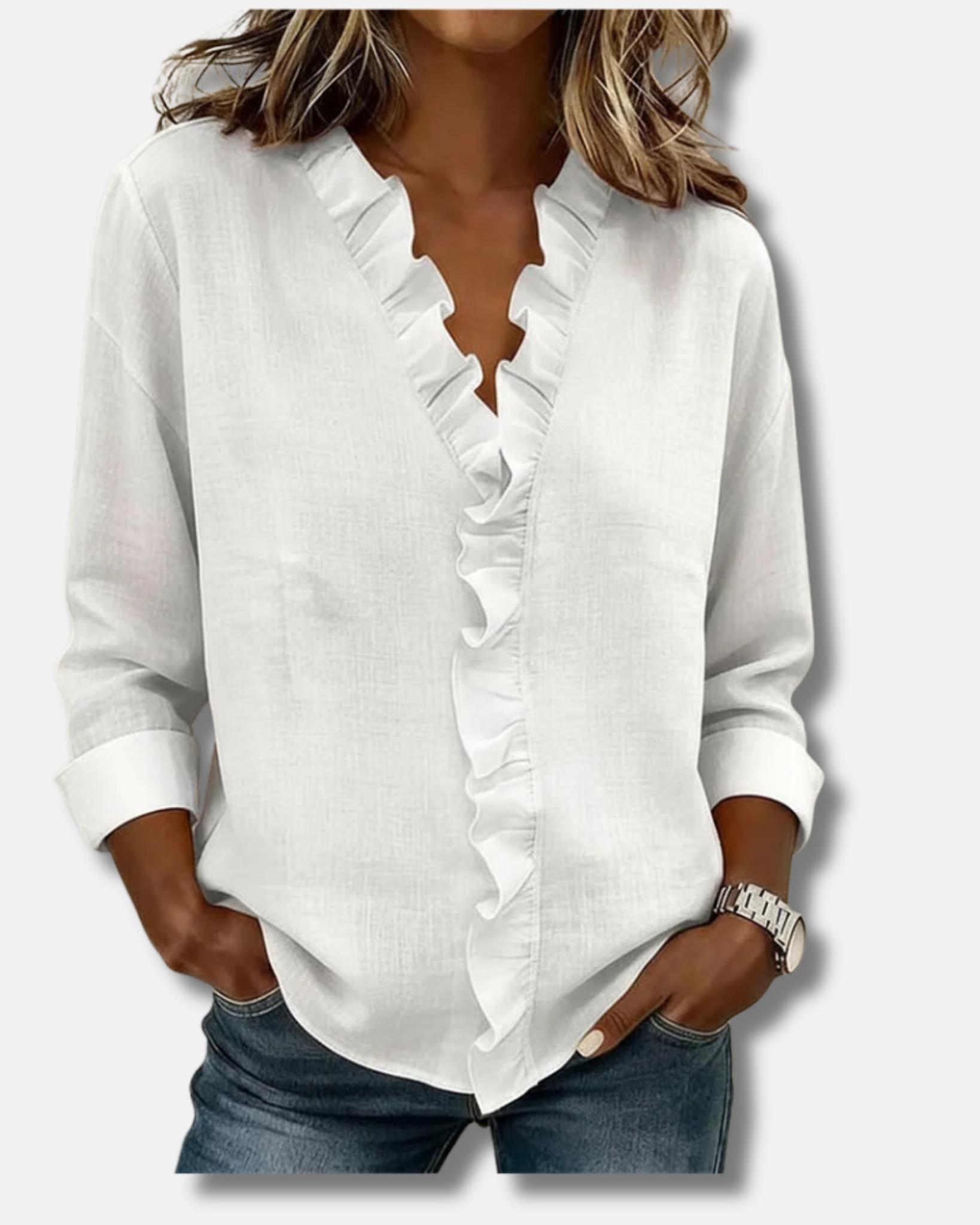 Chiara | Blusa con cuello en V y volantes delicados