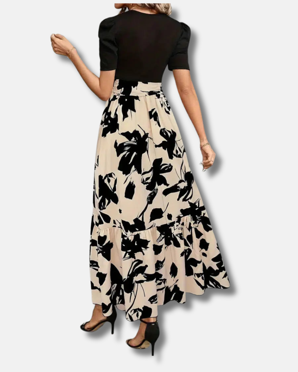 Ainhoa | Elegante vestido con flores y volantes