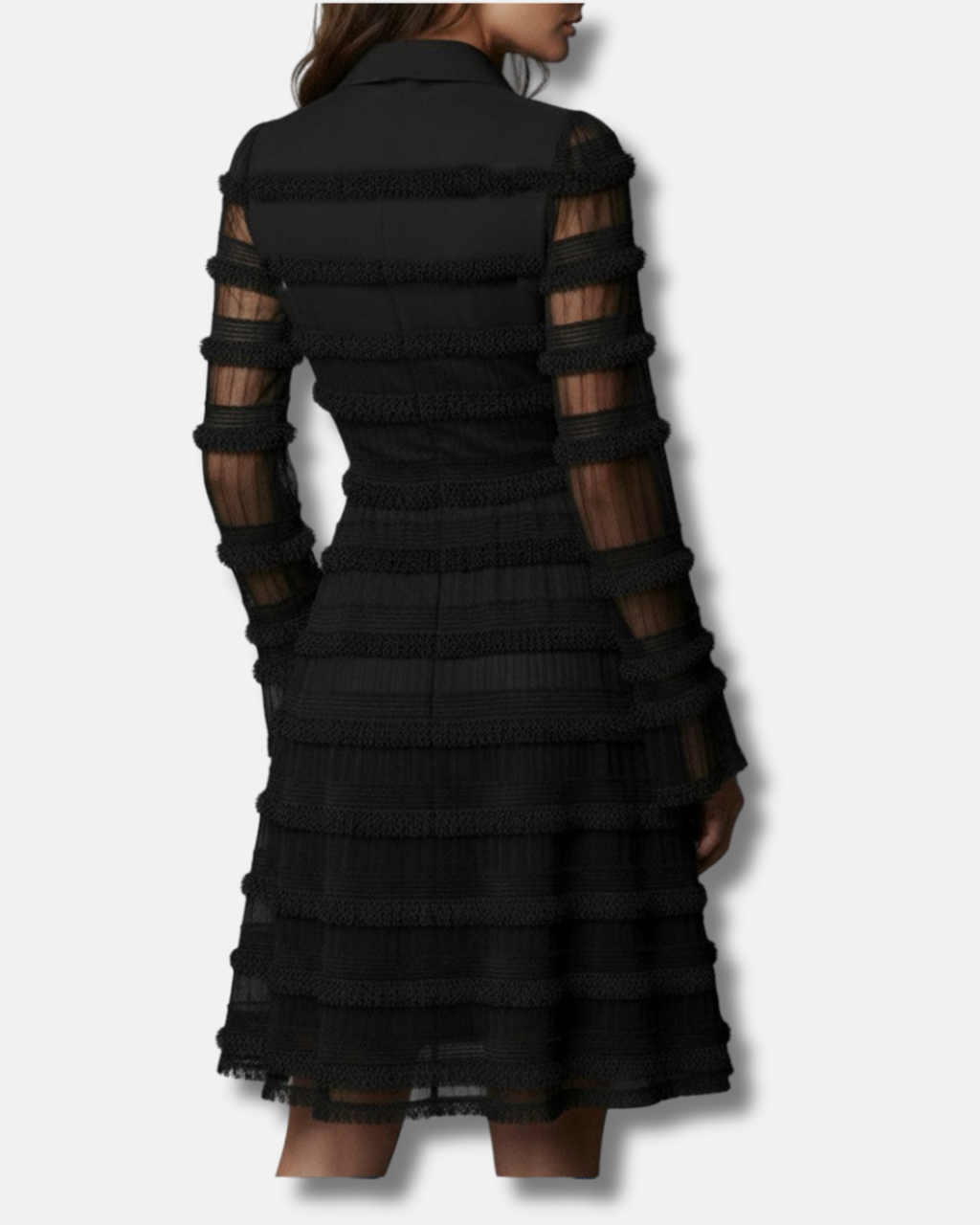 Parisa | Vestido midi con flecos transparentes