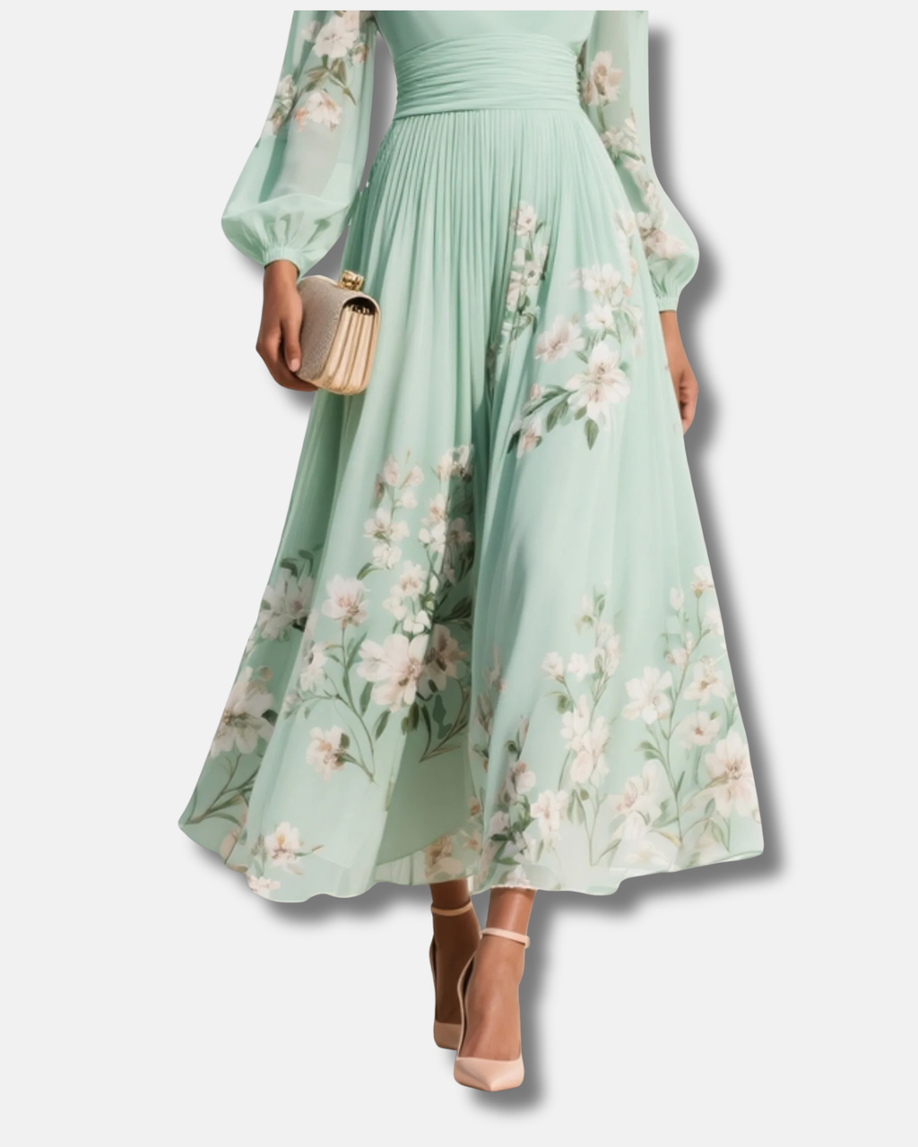 Aurora | Vestido midi verde claro