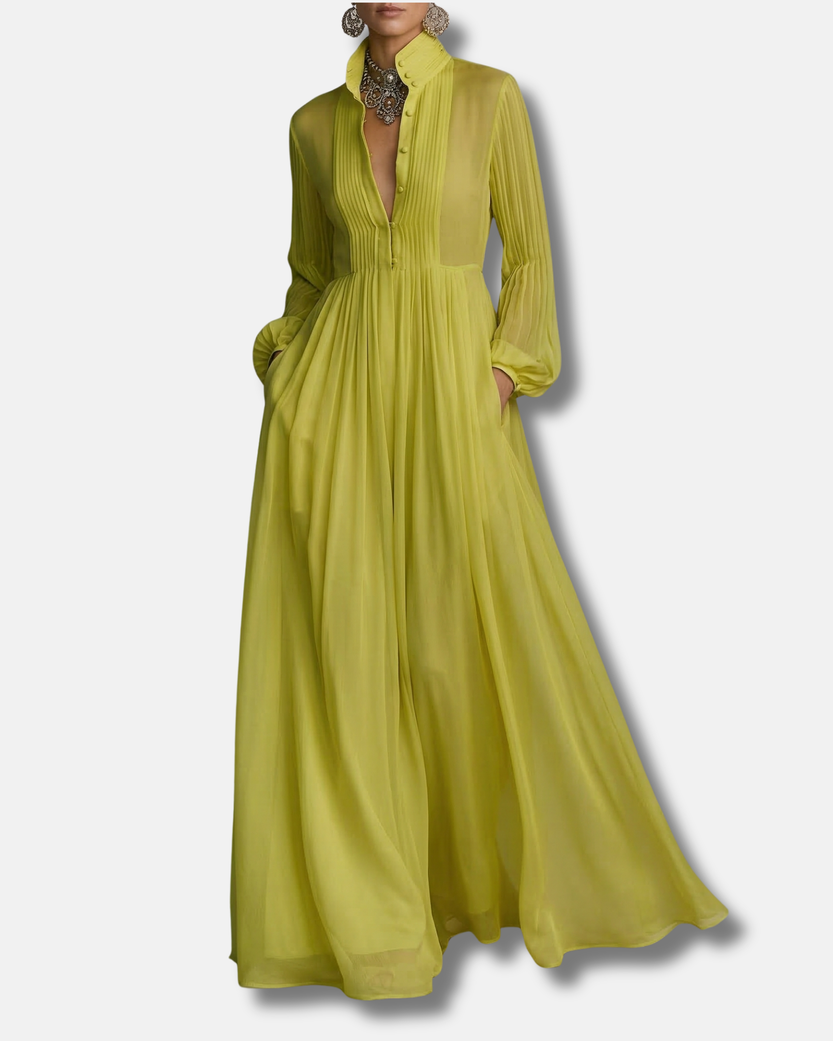 Ana | Vestido largo de algodón y lino