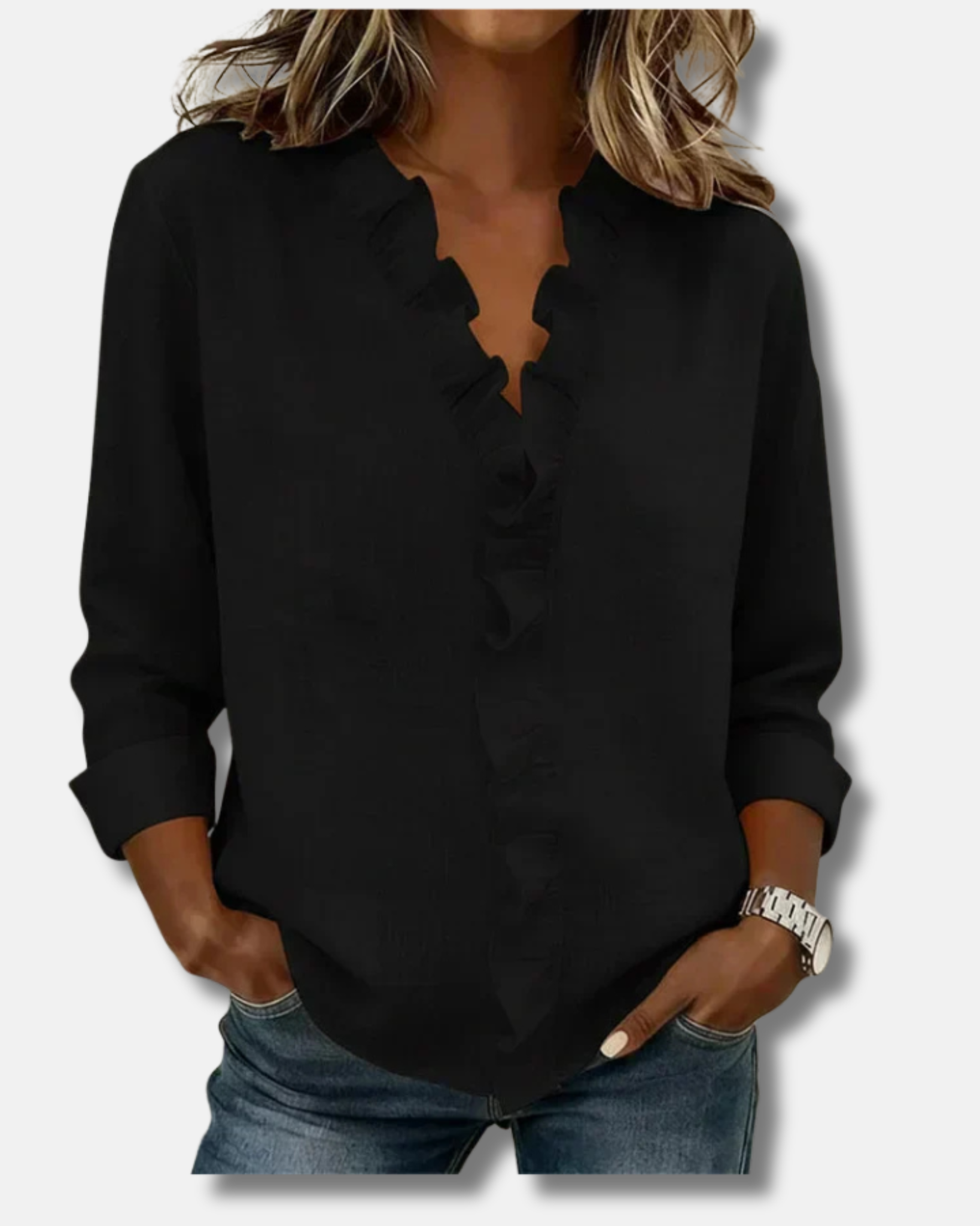 Chiara | Blusa con cuello en V y volantes delicados