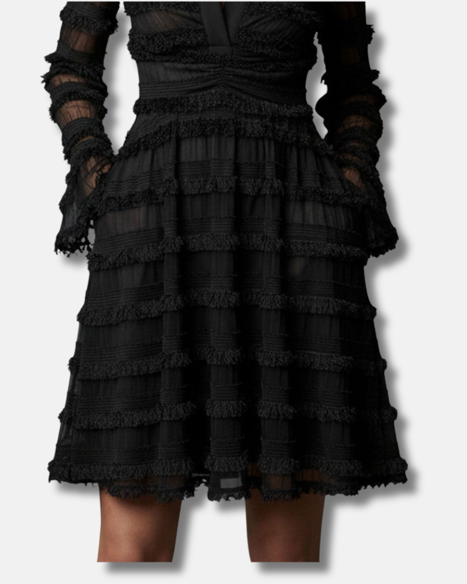 Parisa | Vestido midi con flecos transparentes