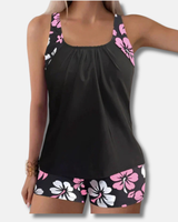 Negro con flores rosas