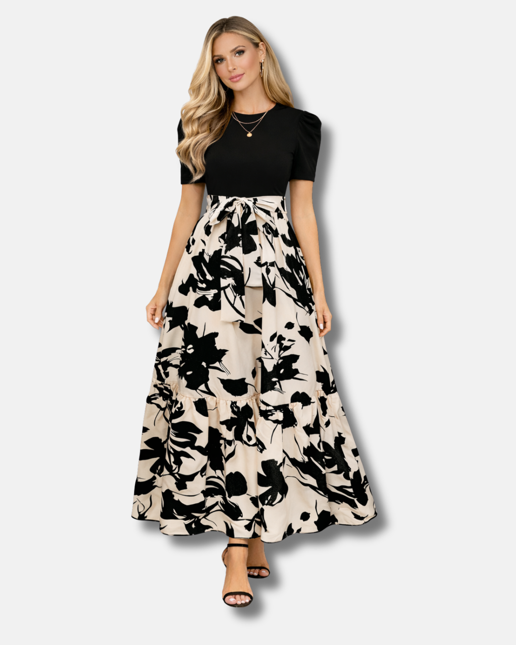Ainhoa | Elegante vestido con flores y volantes