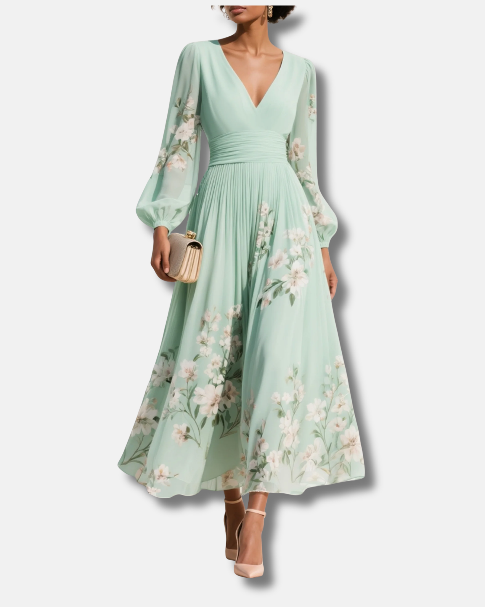 Aurora | Vestido midi verde claro